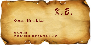 Kocs Britta névjegykártya